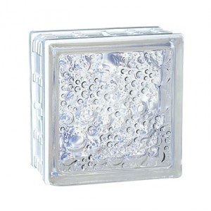 Brique de verre incolore Cubiver 19.8x19.8x8 cm, aspect bullé, par 5 U