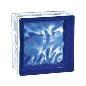 Brique de verre Cubiver Cobalt 19.8x19.8x8 cm aspect nuagé, par 5 U