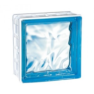 Brique de verre Cubiver Azur 19.8x19.8x8 cm, aspect nuagé, par 5 U