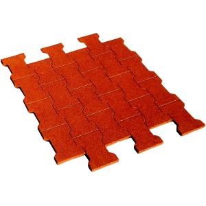Dalle/pavé caoutchouc 79,5x79,5x4 cm, couleur rouge brique, la dalle