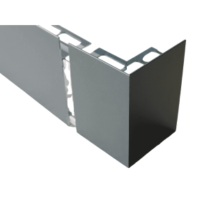 Embout d'angle Alu Externe pour profil Terrasse 62mmx2,5m, Gris Sablé