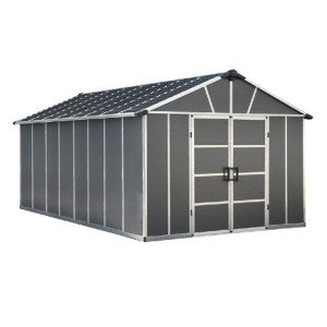 Abri de Jardin Polycarbonate Canopia Yukon 15 m² Gris, Avec Sol