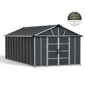 Abri de Jardin Polycarbonate Canopia Yukon 19 m² Gris, Sans Sol 