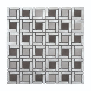 Mosaïque Gris Noir Verre Alu AL16, Plaque 30,5 x 30,5 x 0,8 cm