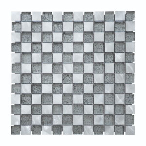 Mosaïque Argent Verre Alu AL17, Plaque 30,5 x 30,5 x 0,8 cm