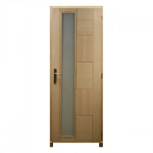 Bloc porte Chêne Fontainebleau Oculus 204x83 cm poussant Gauche