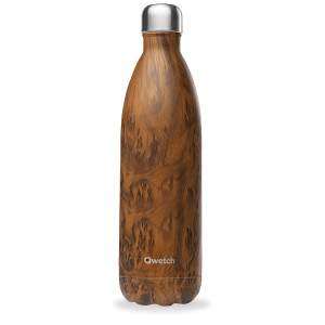 Bouteille Isotherme Qwetch Wood Double Paroi 1 L Marron