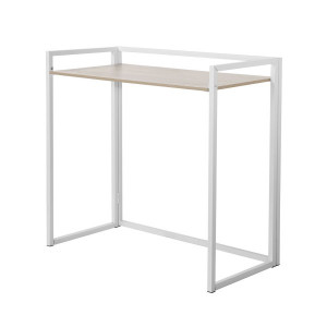 Bureau Industriel Pliable Casâme 86x80,5cm Chêne et Métal Blanc