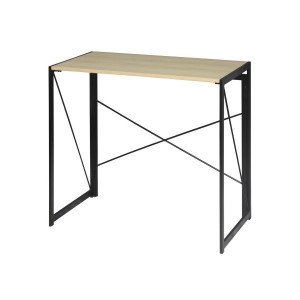 Bureau Pliable Industriel Casâme 100x75 cm Chêne et Métal Noir