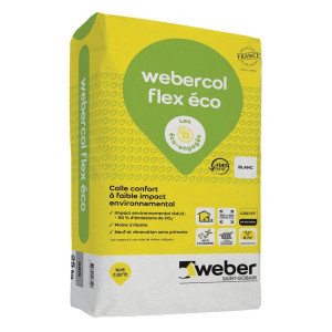 Mortier Colle Carrelage Murs et Sols Webercol Flex Éco Blanc 25kg