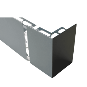 Embout d'angle Alu Externe pour profil Terrasse 102mmx2,5m, Gris Sablé