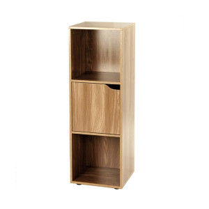 Etagère Verticale 3 Cases avec 1 Porte Casâme 30,7x90,8cm Bois