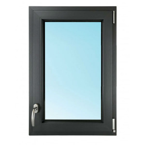 Fenêtre 1 Vantail PVC Gris 7016 75x40 cm Oscillo Battant Tirant Droit