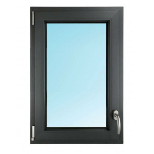 Fenêtre 1 Vantail PVC Gris 60x40 cm OB Verre Granité Tirant Gauche