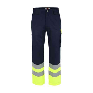 Pantalon de Travail Herock Olympus High Viz Bleu Marine/Jaune