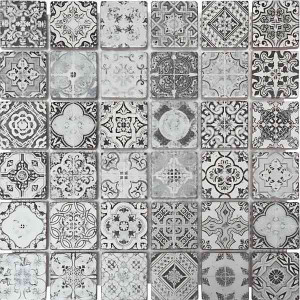 Mosaïque Meknes Travertin Décoré TR07, Plaque 30,5 x 30,5 x 1 cm