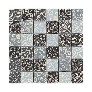 Mosaïque Baroque Gris Travertin Décoré 3710, Plaque 30,5 x 30,5 x 1 cm