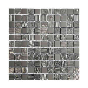 Mosaïque Chrome en Verre 3649, Plaque 30,5 x 30,5 x 0,8 cm