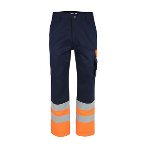 Pantalon de Travail Herock Olympus High Viz Bleu Marine/Orange