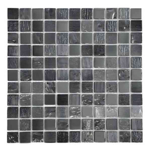 Mosaïque Noir en Verre 3650, Plaque 30,5 x 30,5 x 0,8 cm