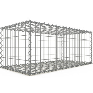 Gabion 100x40x50 cm fil 4mm maille 5x10 et 10x10cm 5 faces sans 1 côté