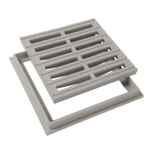 Grille de sol PVC 25 x 25 cm gris clair Nicoll GRC25 avec cadre