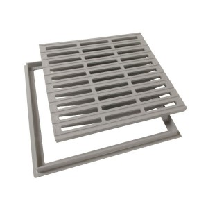 Grille de sol PVC 40 x 40 cm gris clair Nicoll GRC40 avec cadre