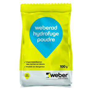 Hydrofuge Poudre Mortiers et Béton Weberad 100g