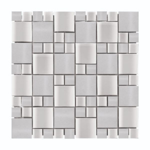 Mosaïque Inox Metal Verre Alu IN01, Plaque 30,5 x 30,5 x 0,8 cm