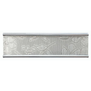 Frise Carrelage Fleurs Grise Verre Alu LI04, Listel 4,2 x 60 x 0,8 cm