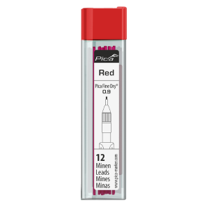 Mine 0.9 mm pour Crayon Pica Fine Dry® 7031 Rouge, Lot de 24