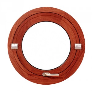 Oeil de boeuf basculant en bois exotique, rond diamètre 50 cm