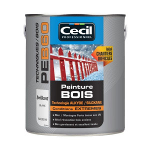 Peinture Bois Conditions Extrêmes Cecil PE B60 Blanc Brillant 2,5L