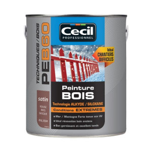 Peinture Bois Conditions Extrêmes Cecil PE B60 Rouge Basque Satin 2,5L