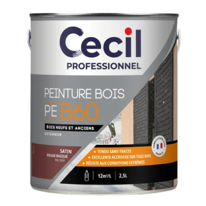 Peinture Bois Conditions Extrêmes Cecil PE B60 Rouge Basque Satin 2,5L