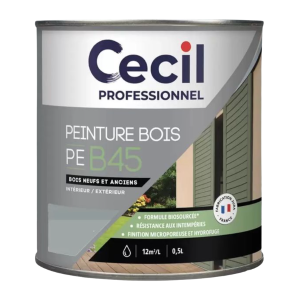 Peinture Bois Haute Performance Cecil PE B45 Gris Galet Satin 0,5L
