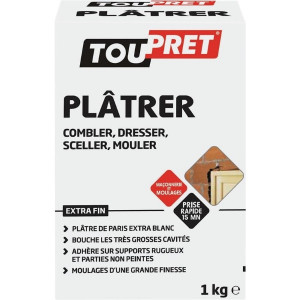 Enduit Poudre Toupret Plâtre Blanc Support Rugueux Carton 1 kg