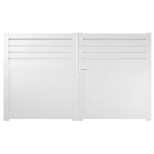 Portail Battant PVC Lames pleines Nancy Blanc, H 1,80