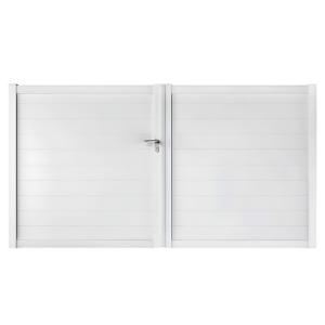 Portail Battant PVC Lames pleines Paris Blanc, H 1,40