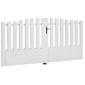 Portail Battant PVC Lames semi-ajourées Aix Blanc, H 1,45