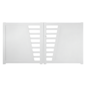 Portail Battant PVC Lames semi-ajourées Cannes Blanc, H 1,60