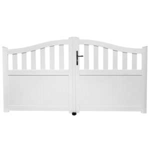 Portail Battant PVC Lames semi-ajourées Dijon Blanc, H 1,80