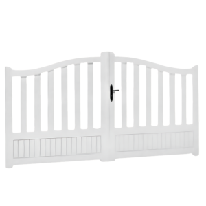 Portail Battant PVC Lames semi-ajourées Lux Blanc, H 1,45