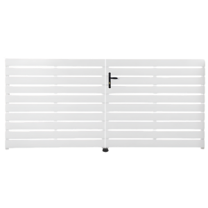 Portail Battant PVC Lames semi-ajourées Metz Blanc, H 1,40