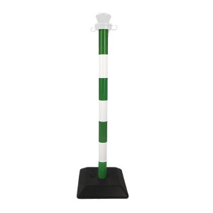 Poteau de Balisage PVC H95cm + Base Lestée Viso PPC40VE, Vert/Blanc