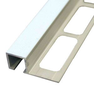 Profilé de Finition Carré Carrelage Aluminium Chromé Mat 12 mm x 2,5 m