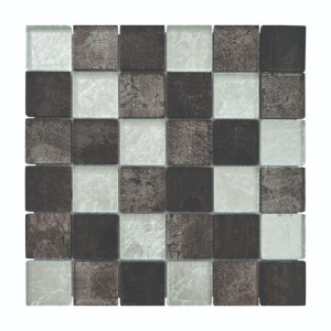Mosaïque Noir en Verre SU02, Plaque 30,5 x 30,5 x 0,8 cm
