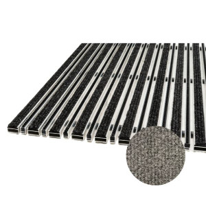 Tapis d'Entrée Alu Rosco Vario NBO Ep.22mm PP Gris + Brosse Noire