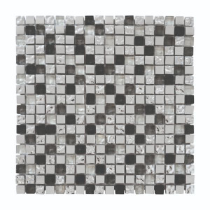 Mosaïque Gris en Verre TE02, Plaque 30,5 x 30,5 x 0,8 cm