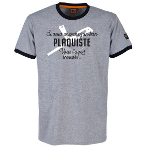 Tee-shirt Bosseur Plaquiste Gris-chiné